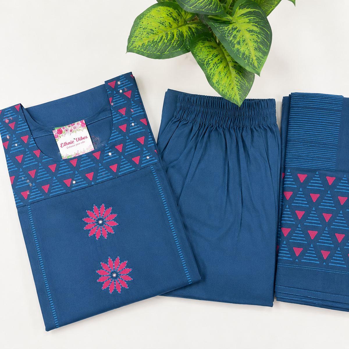 Premium Cambric Cotton 3-Piece Suit Set