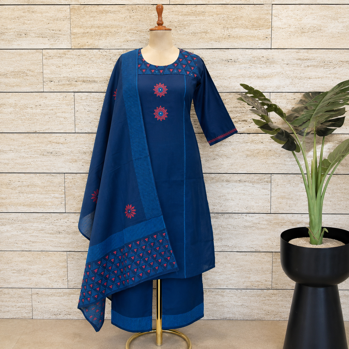 Premium Cambric Cotton 3-Piece Suit Set