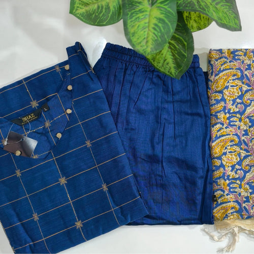 Premium Raw Silk 3-Piece Kurti Set