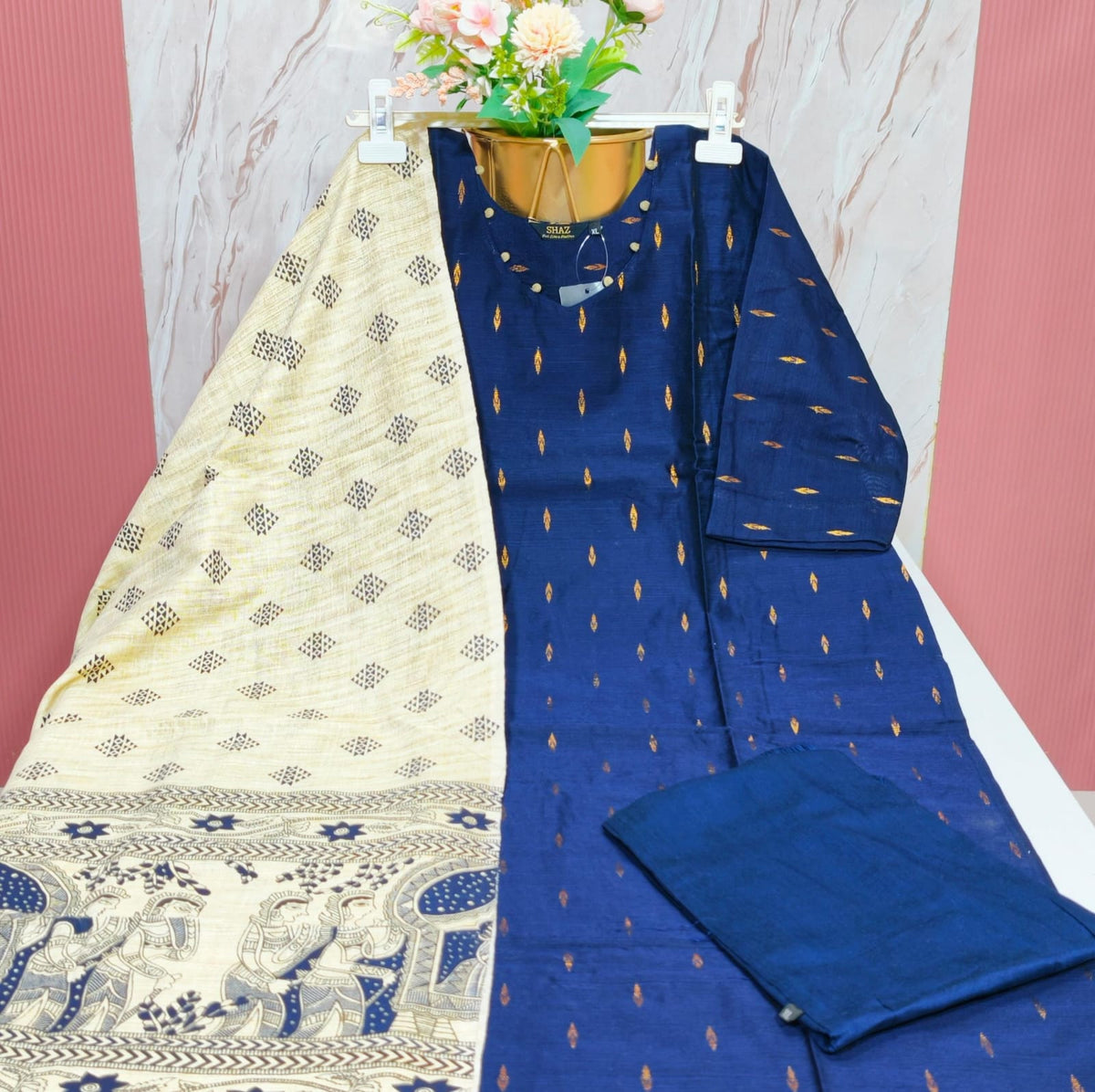 Premium Raw Silk 3-Piece Kurti Set