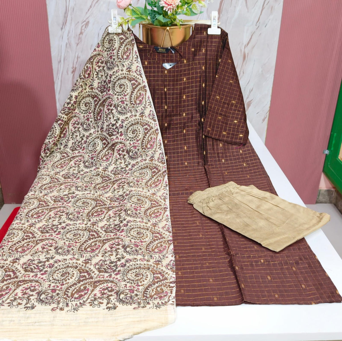 Premium Raw Silk 3-Piece Kurti Set