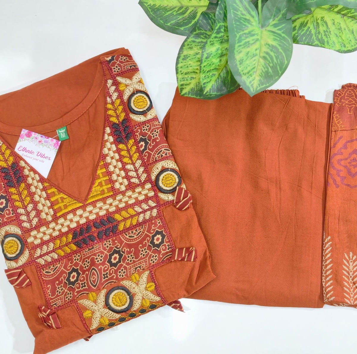 Premium Dabu Cotton A-Line Kurti Set