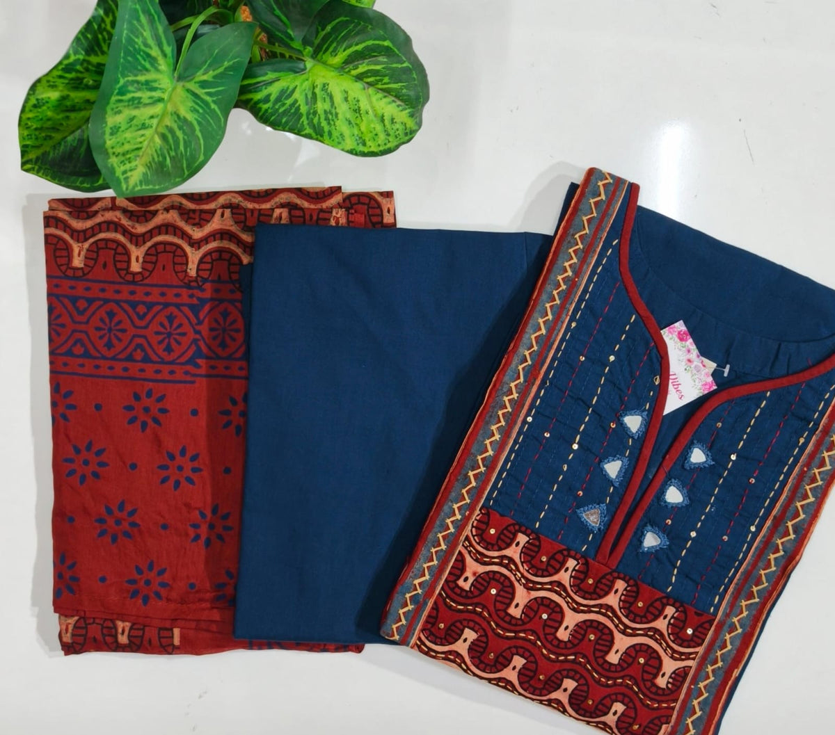 Premium Dabu Cotton 3 Piece Suit Set