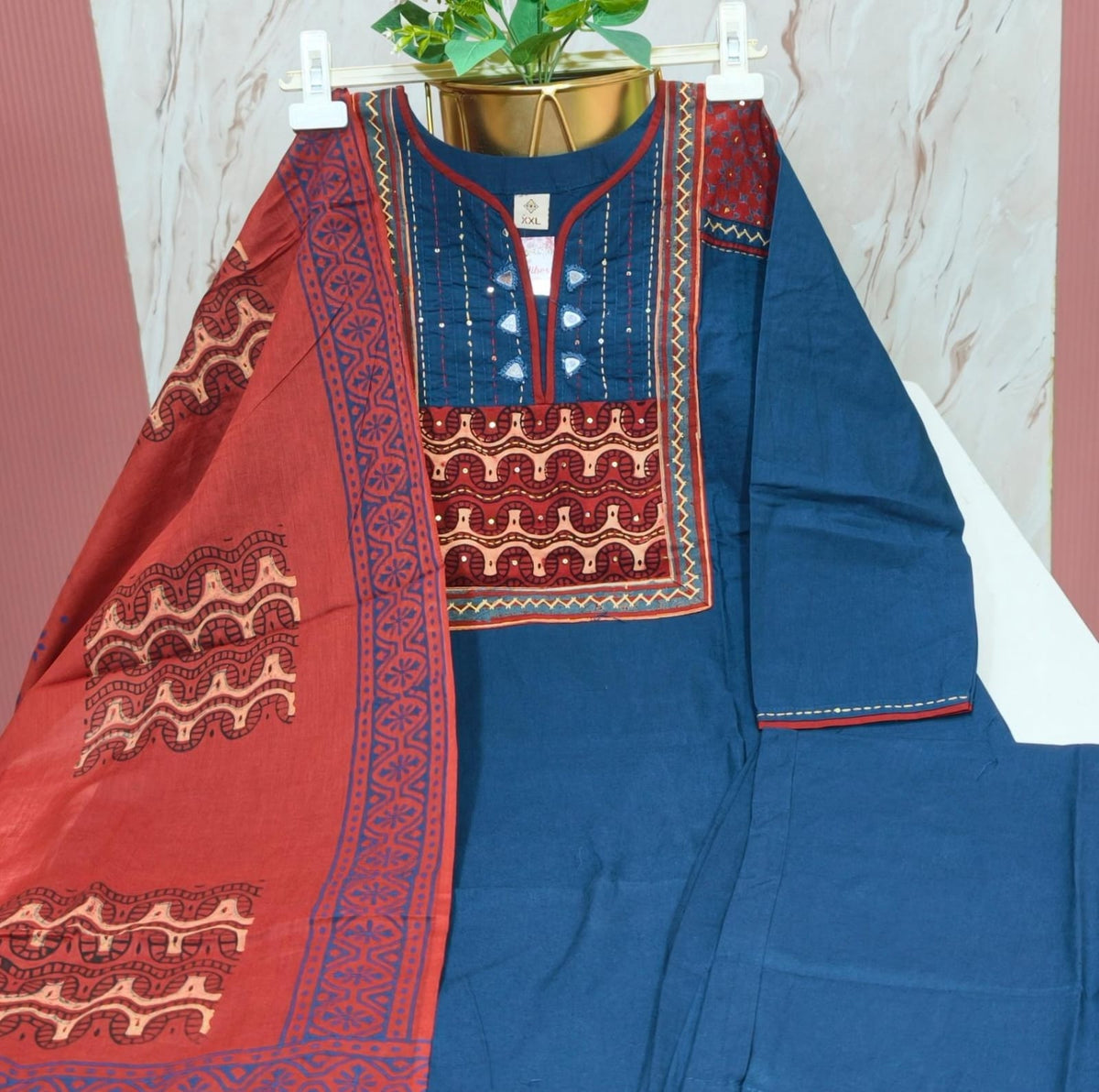Premium Dabu Cotton 3 Piece Suit Set