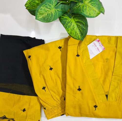 Pure Mul Cotton Embroidered 3-Piece Suit Set