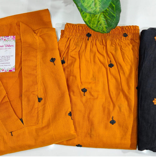 Pure Mul Cotton Embroidered 3-Piece Suit Set