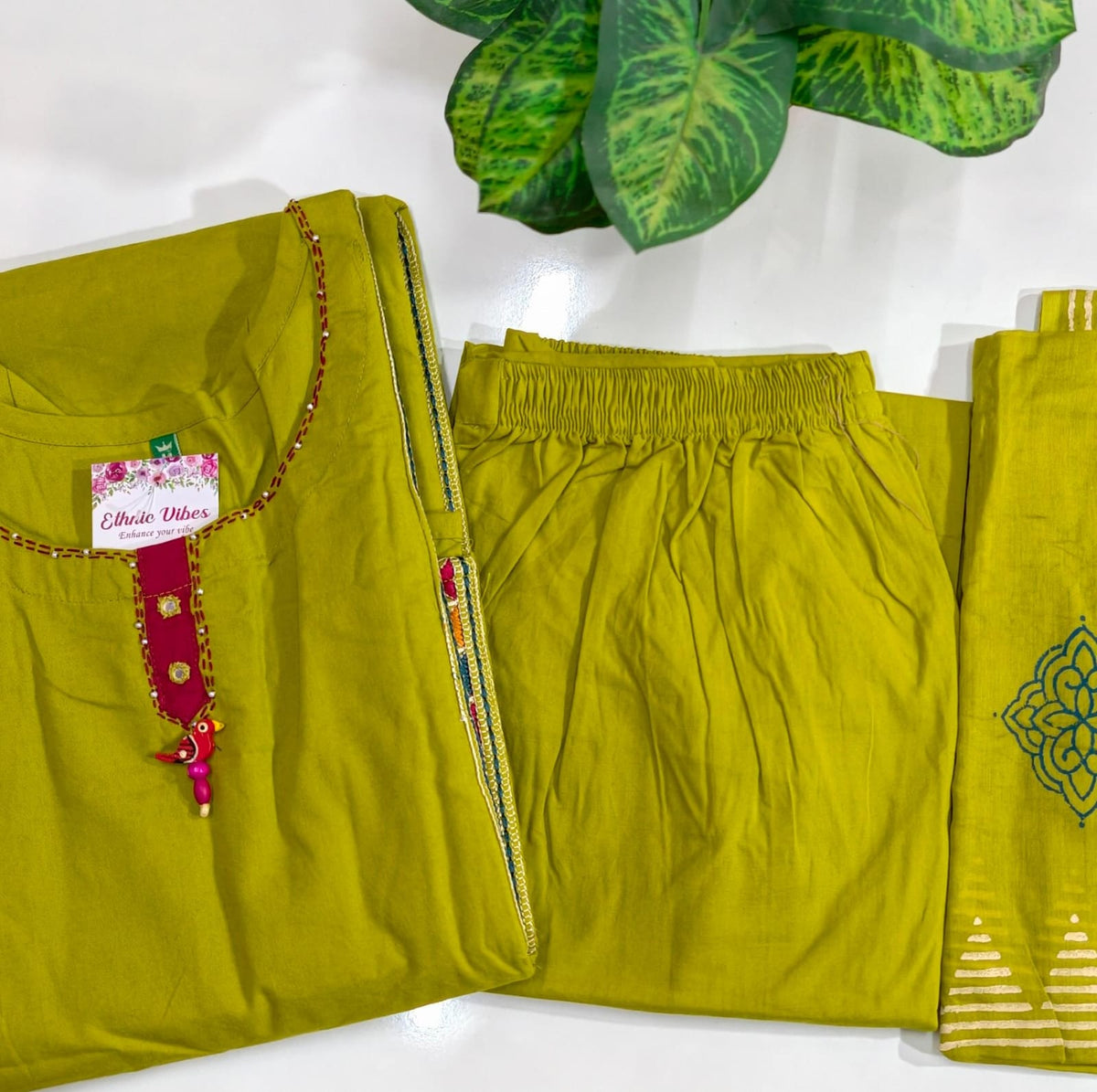 Cambric Cotton A-Line Kurti Set