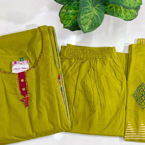 Cambric Cotton A-Line Kurti Set