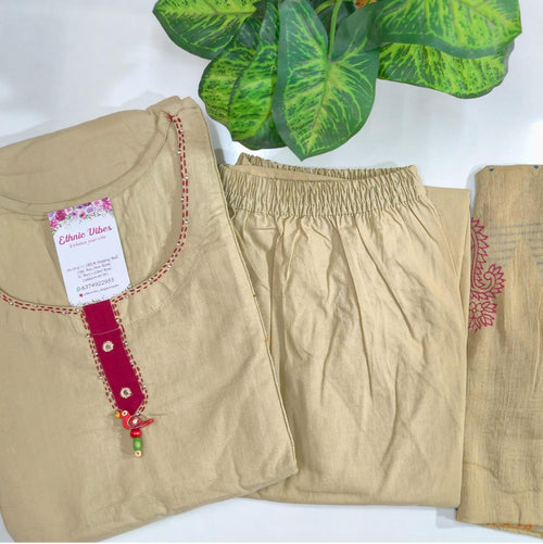 Cambric Cotton A-Line Kurti Set
