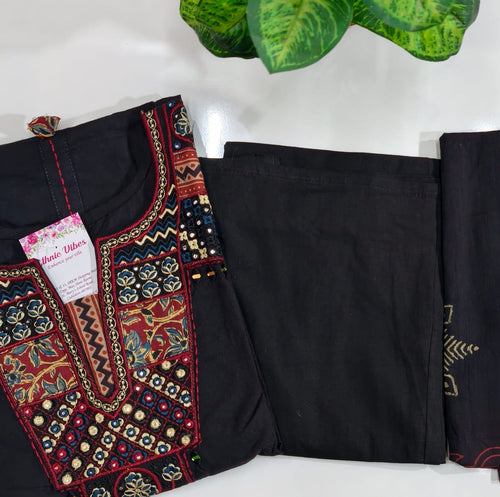 Premium Kalamkari  Print A-Line Kurti Set