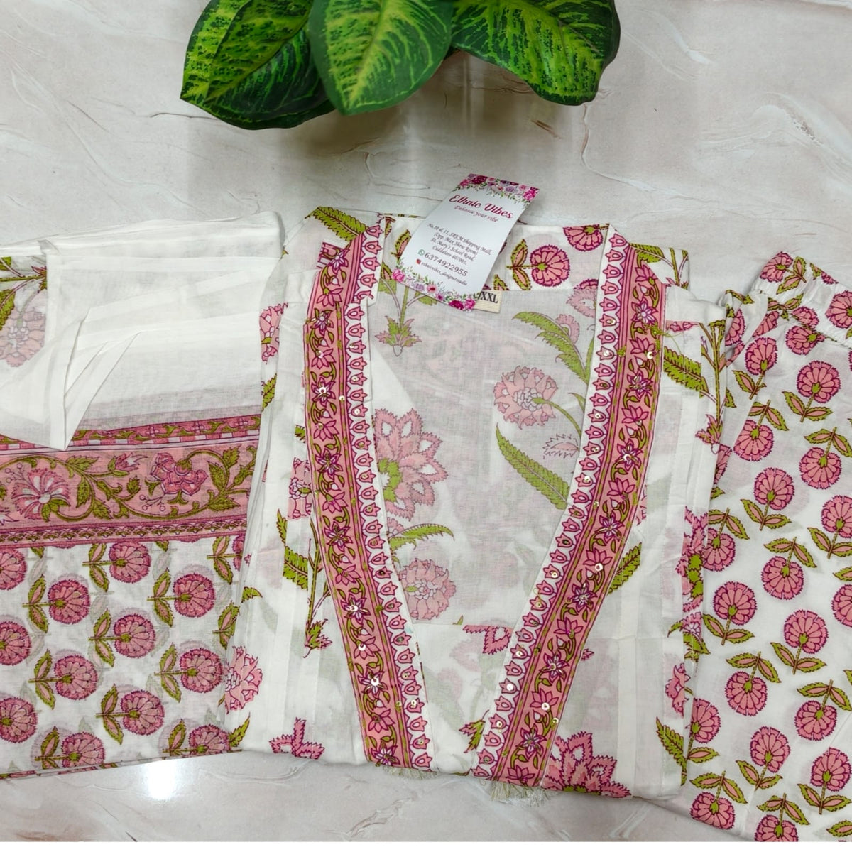 Premium 60's Cotton A-Line Kurti Set