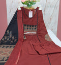 Premium Maroon 60s Cotton A-Line Kurti Set