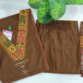 Coffee Brown 60s Cotton A-Line Kurti Set