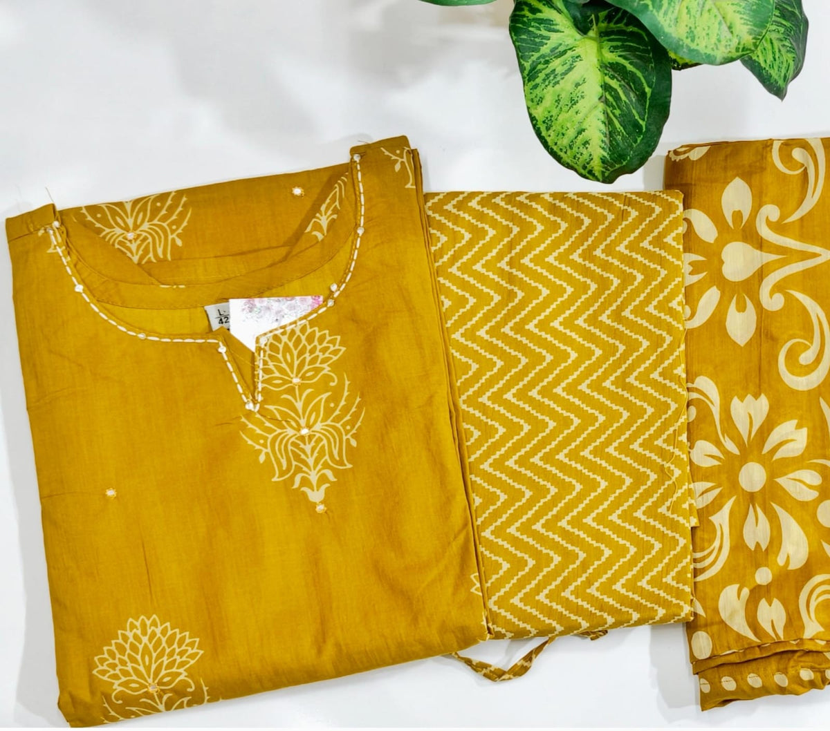 Premium Mustard Yellow 60s Cotton 3-Piece Set