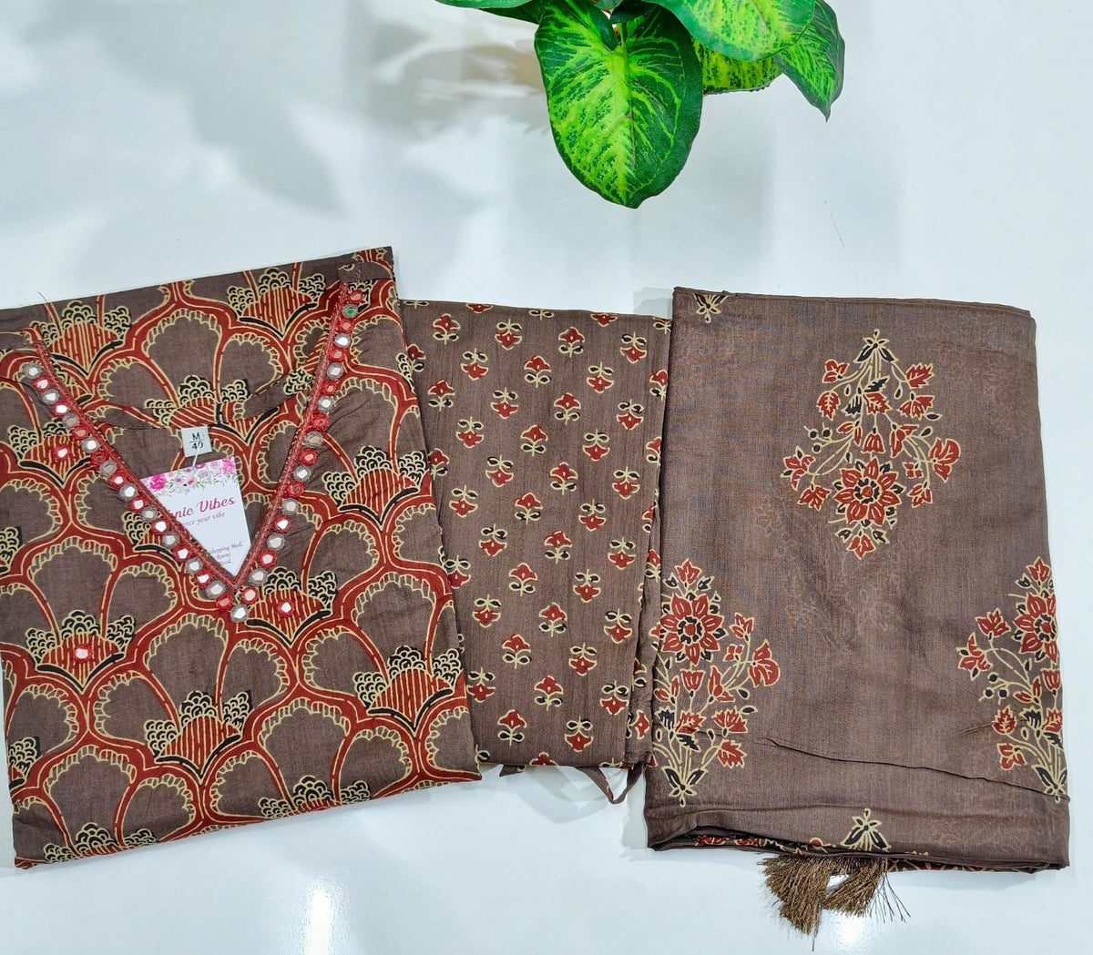 Premium Coffee Brown 60s Cotton 3-Piece Set