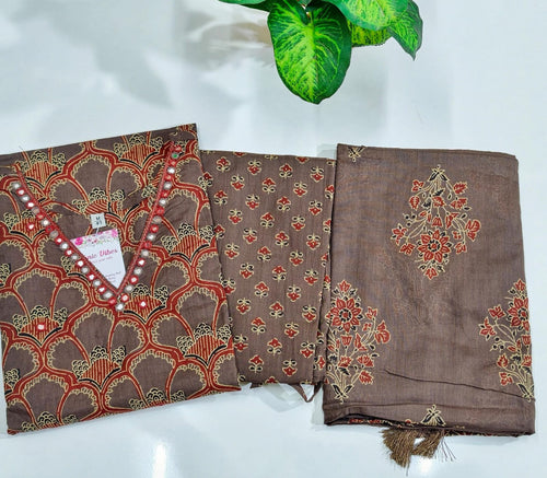 Premium Coffee Brown 60s Cotton 3-Piece Set