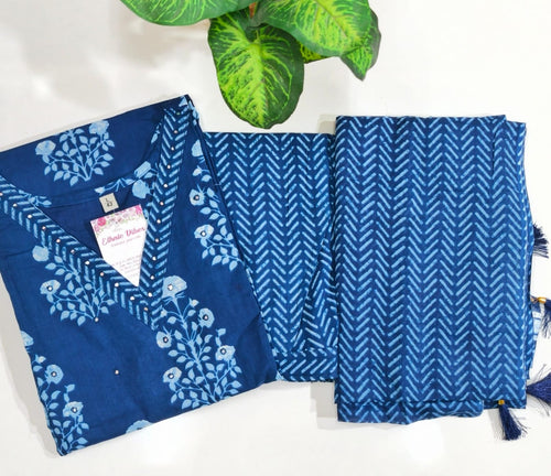 Premium Indigo Blue 60s Cotton 3-Piece Set