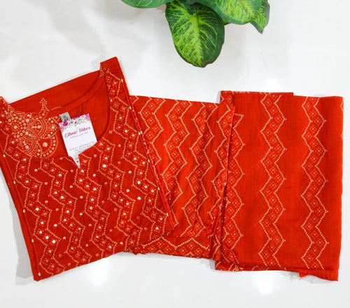 Premium Orange Straight Cut Cotton Kurti Se