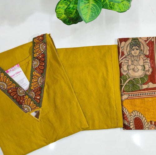 Premium Mustard Yellow 60s Cotton 3-Piece Kurti Set