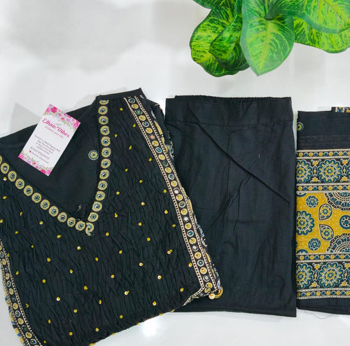 Premium 60s Cotton Anarkali 3-Piece Set