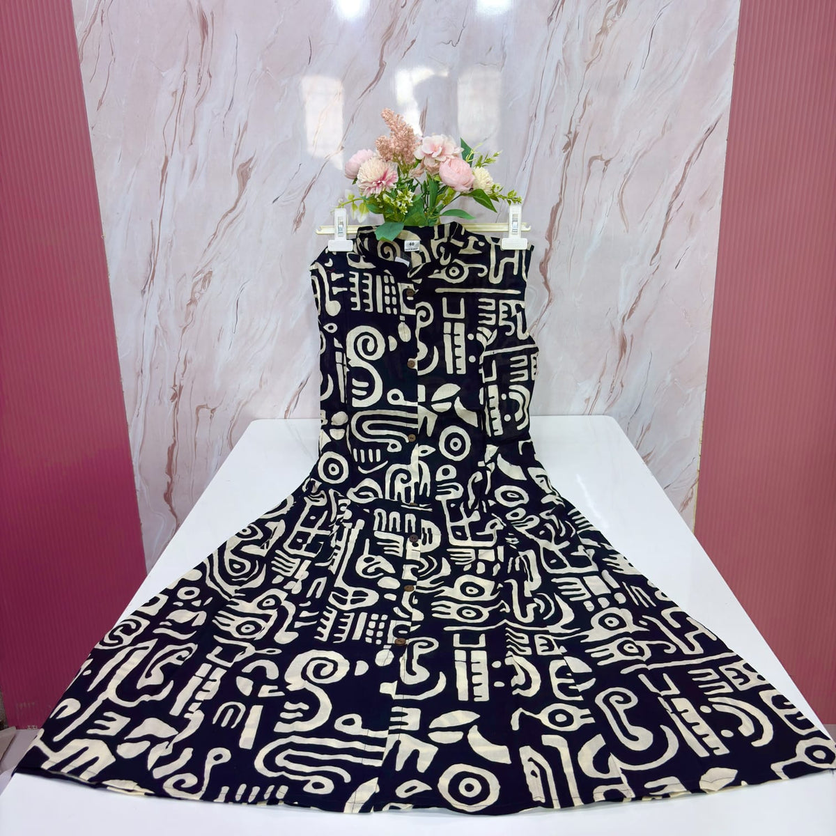 Chinese Sleeveless A-Line Cotton Kurti
