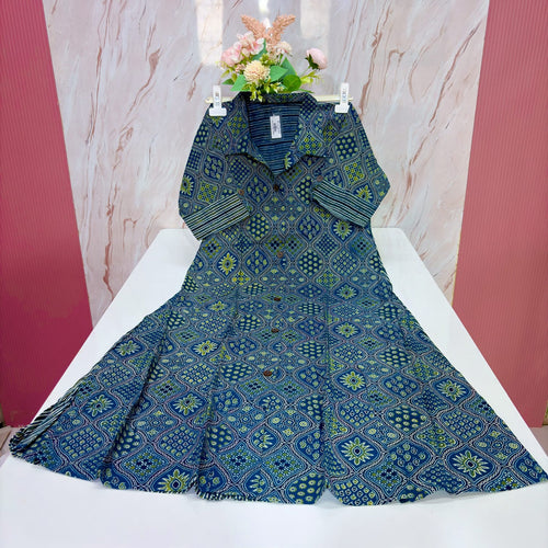 Cotton A-Line Collar Kurti Set