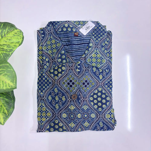 Cotton A-Line Collar Kurti Set