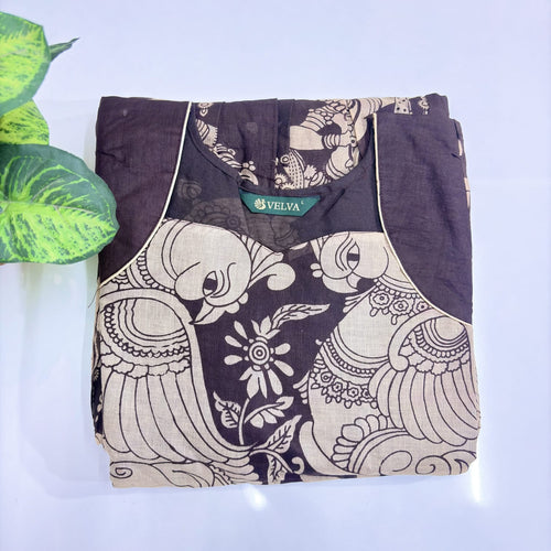 Premium Maroon Kalamkari Umbrella Dress