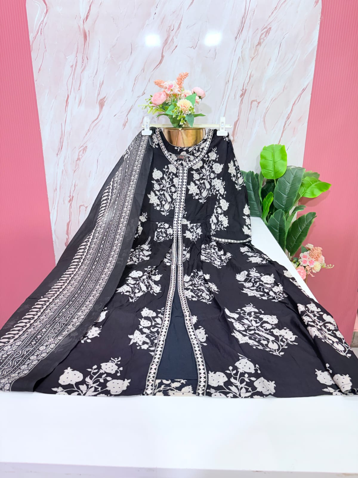Black Rayon Umbrella Kurti Set