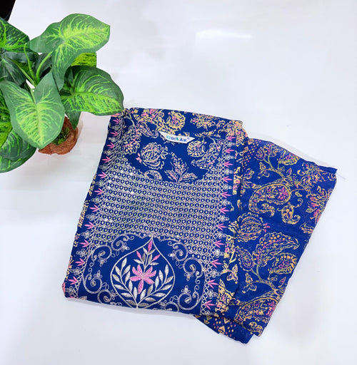 Royal Blue Rayon Single Umbrella Kurti Set