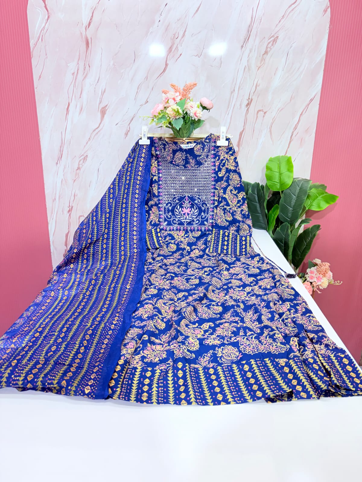 Royal Blue Rayon Single Umbrella Kurti Set