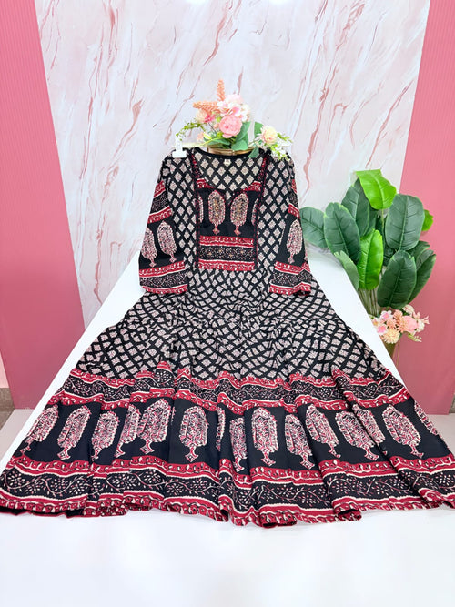 Black Traditional Single Umbrella Kurti
