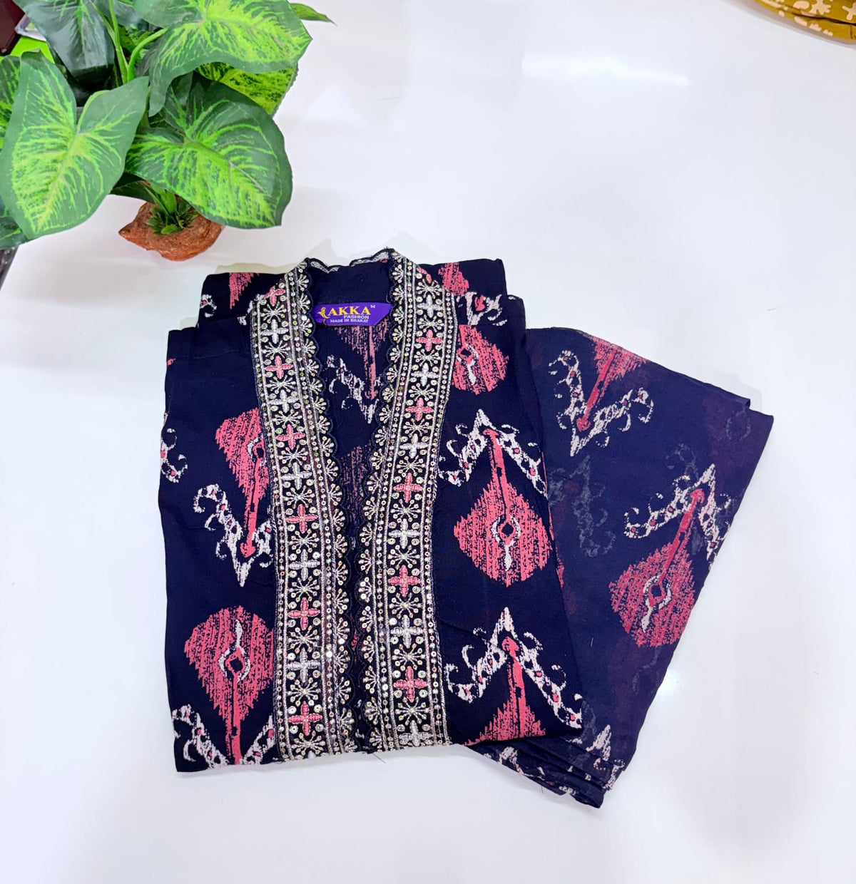 Navy Blue Rayon Single Umbrella Kurti Set