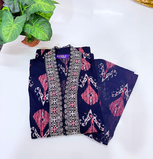 Navy Blue Rayon Single Umbrella Kurti Set