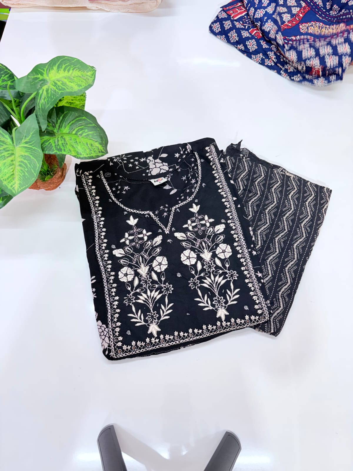 Black Rayon Kurti with Dupatta