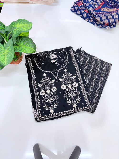 Black Rayon Kurti with Dupatta