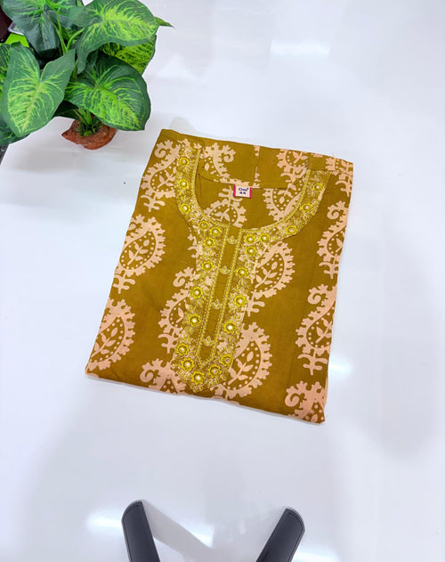 Mustard 60s Cotton Single Umbrella Kurti for Women