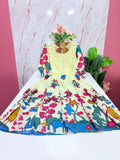 Cotton Kalamkari Print Anarkali Kurti – Hakoba Embroidered Yoke