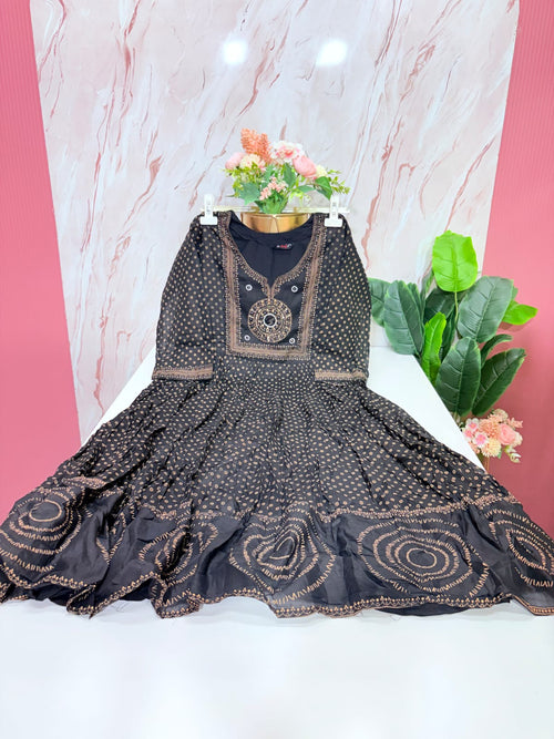 Soft Cotton Single Umbrella Kurti – Black