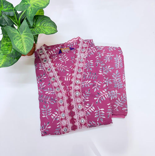 Single Umbrella Kurti Set with Dupatta – Pink