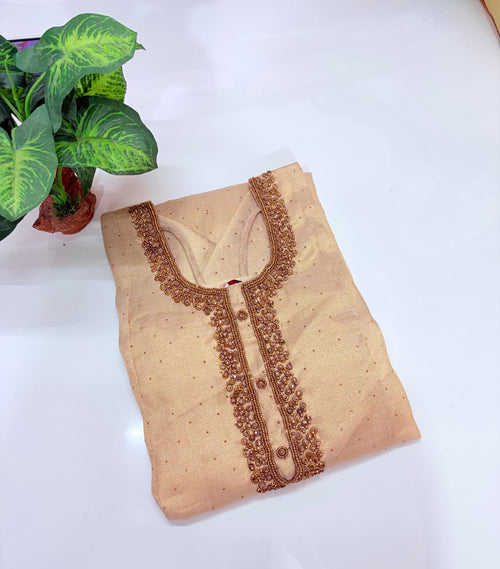 Tissue Silk Single Umbrella Kurti – Golden Sequence Work