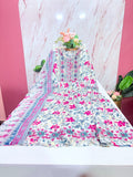 Rayon Single Umbrella Kurti Set with Cotton Dupatta – White Floral