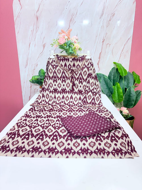 Plus Size Rayon Straight Cut Co-ord Set | Printed Kurti & Straight Pant
