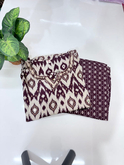 Plus Size Rayon Straight Cut Co-ord Set | Printed Kurti & Straight Pant