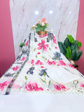 Plus Size Mul Cotton 3-Piece Umbrella Kurta Set | Floral Print with Dupatta & Pant