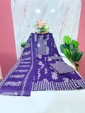 Plus Size Rayon Umbrella Kurta Set | 3-Piece Printed Kurti with Cotton Dupatta & Palazzo Pants | Purple
