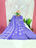 Plus Size Rayon Umbrella Kurta Set | 3-Piece Printed Kurti with Cotton Dupatta & Palazzo Pants | Lavender Purple