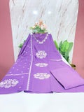 Plus Size 60s Cotton Straight Cut Kurti Set with Cotton Dupatta – Lilac Purple