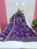Purple Rayon Floral Print Plus Size Umbrella Kurti Set