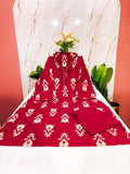 Plus Size 60s Cotton Straight Cut Kurti Set with Cotton Dupatta – Maroon